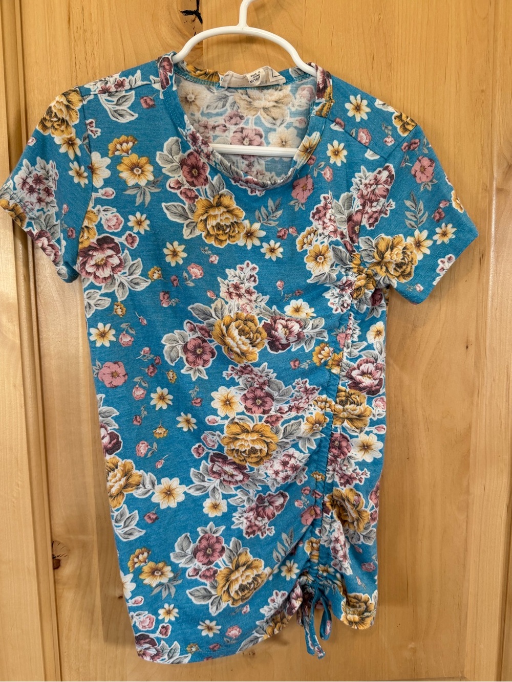 No Comment, Girl’s Floral Ruched Short-Sleeve Top